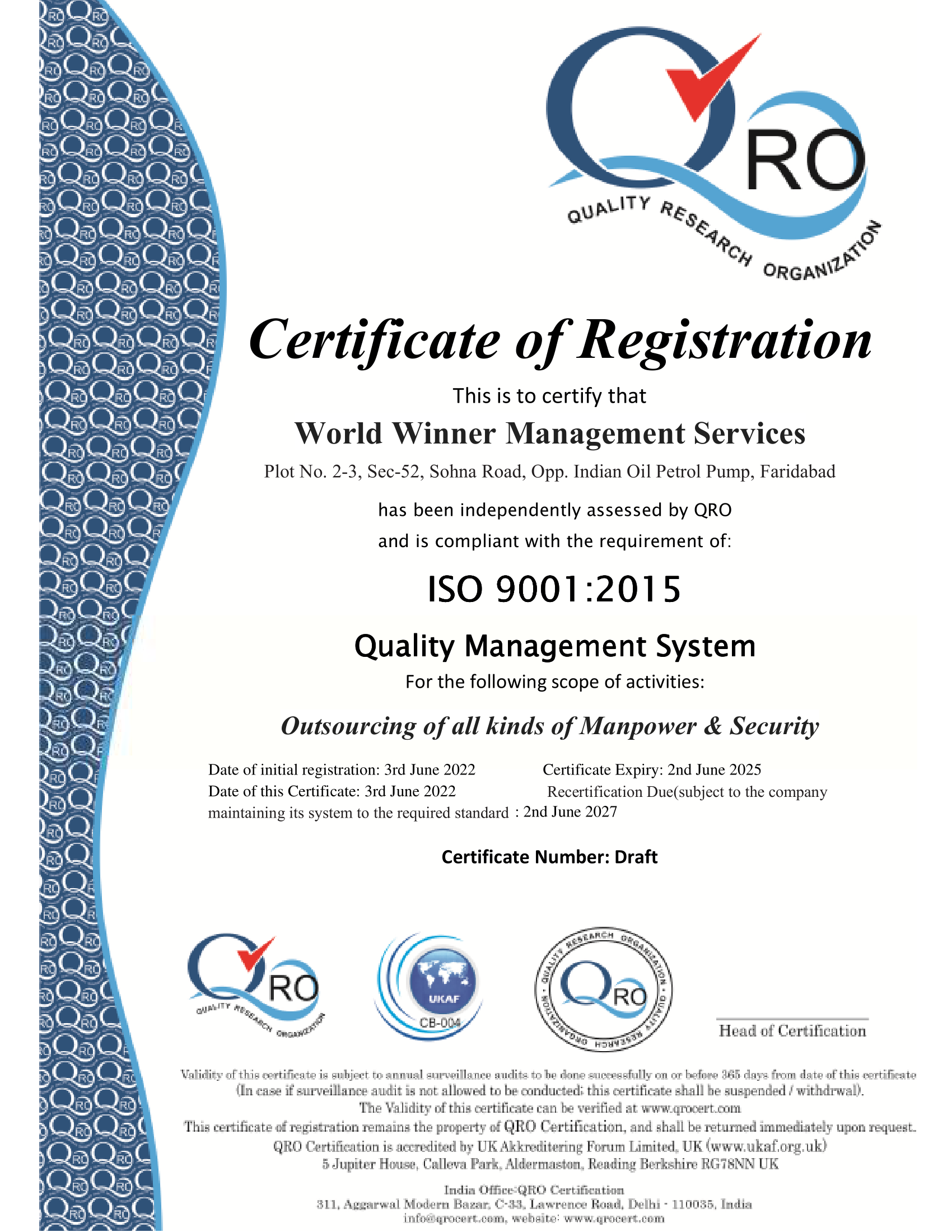Renewed ISO certificate